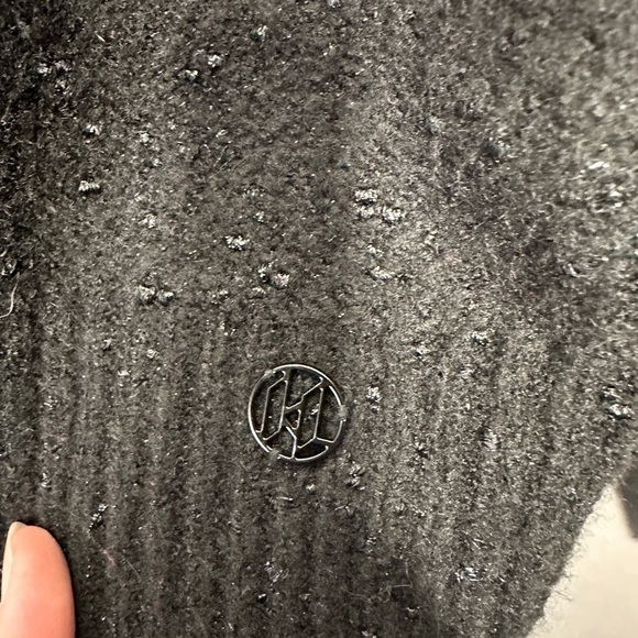 KARL LAGERFELD PARIS Metallic Split-Neck Sweater - Picture 5 of 8